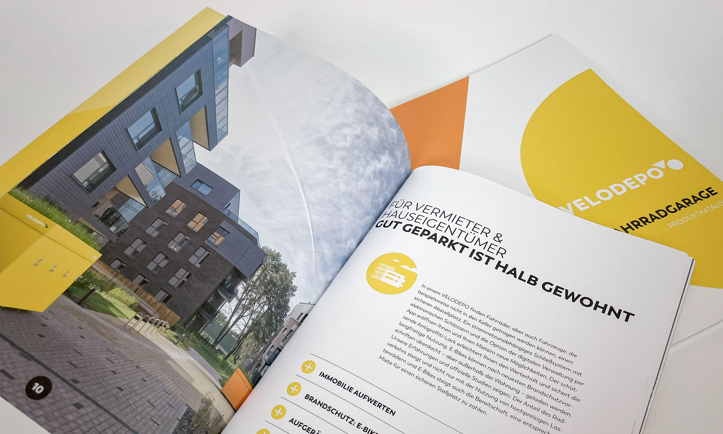 Erscheinungsbild für VELODEPO, Broschüre